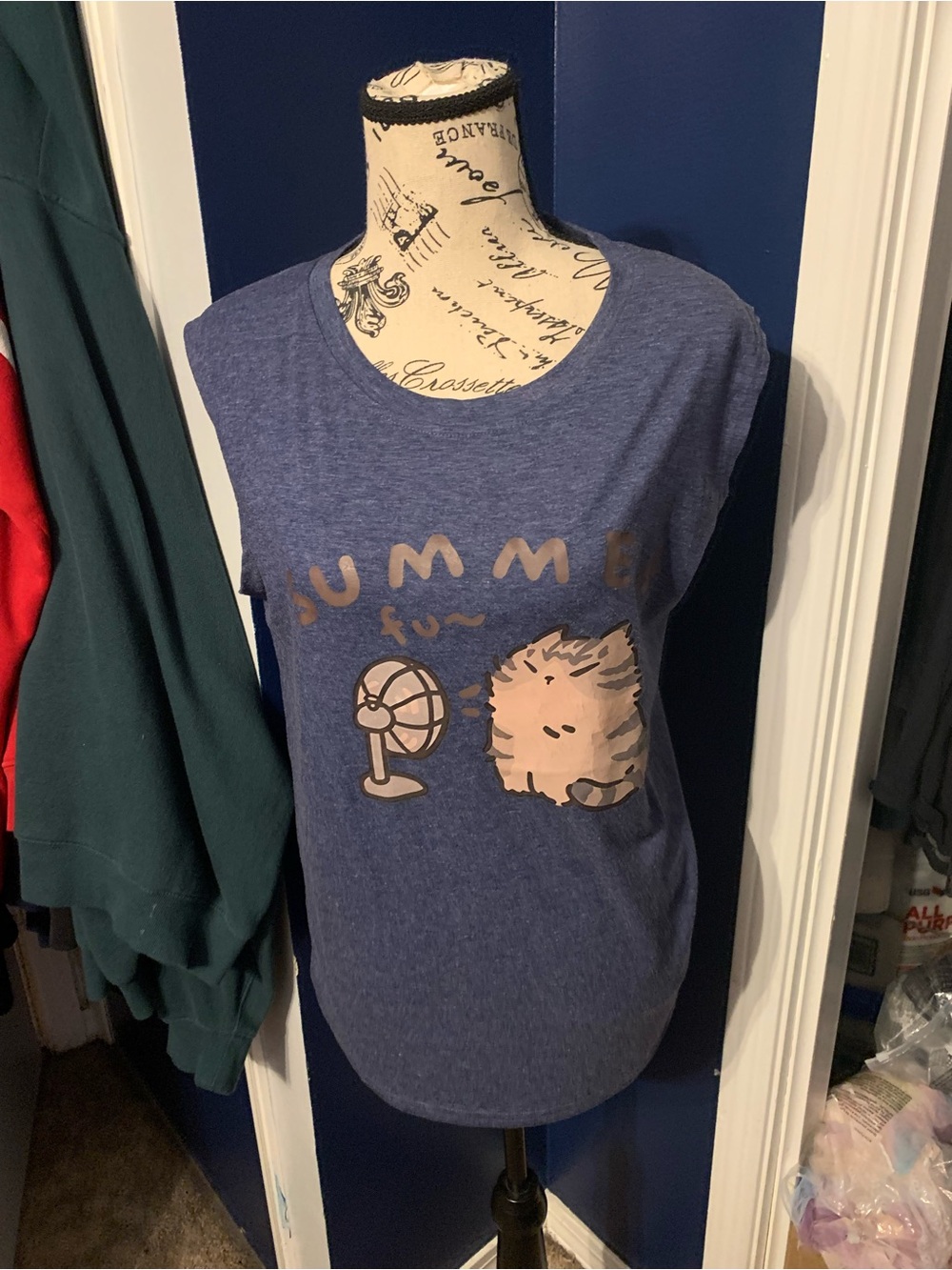 Kids' Navy 'Summer Fun' Graphic Tank Top with Kitten